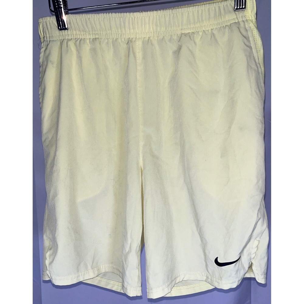 Nike Dri-FIT Running Shorts Pale Yellow Athletic Gym Training Mens Medium